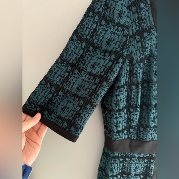 Alex Marie Dress Womens 8 Blue Black Scoop Neck MIDI Short Sleeve Back Zip Lined - Picture 5 of 10